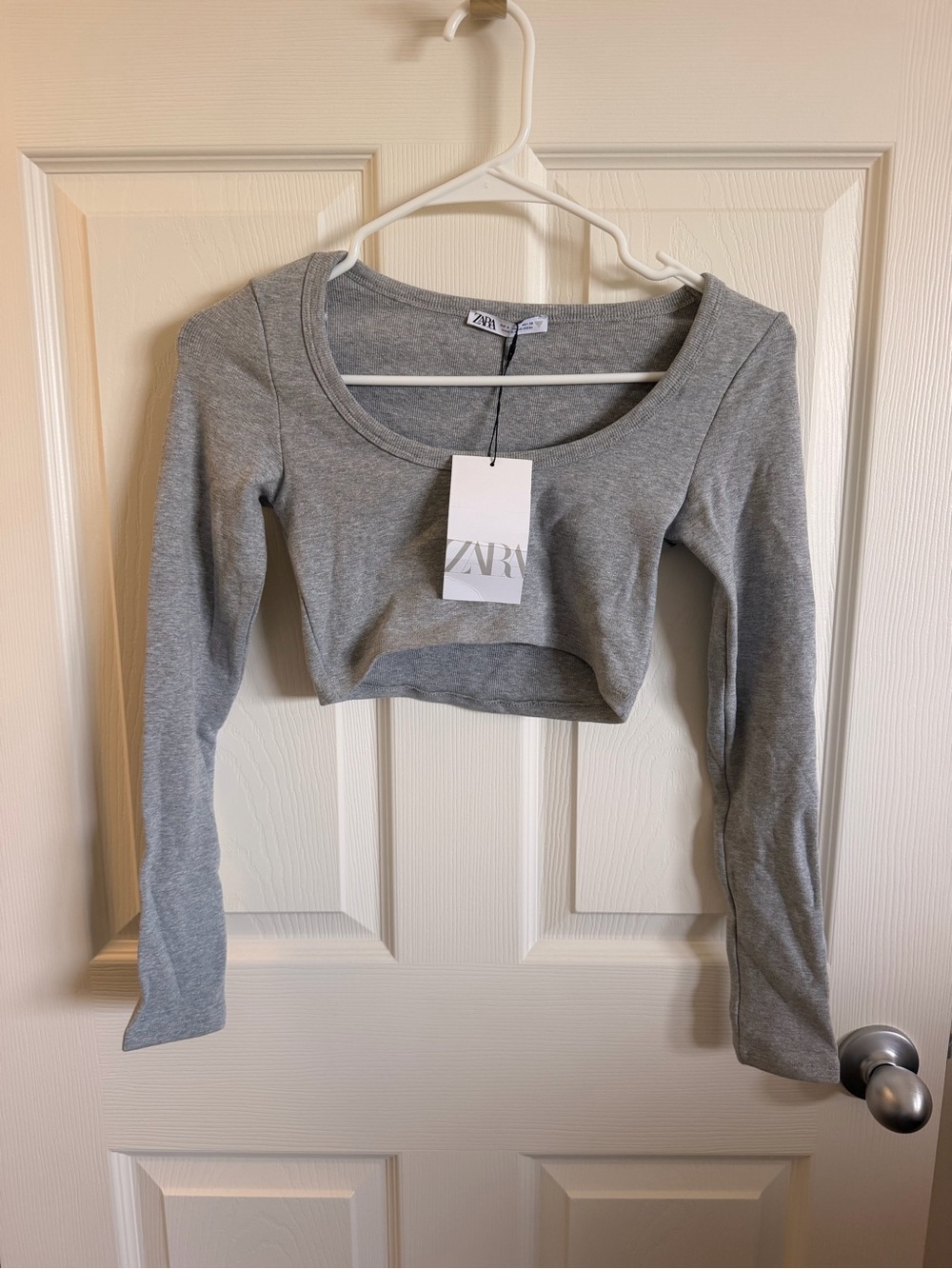 Zara Gray Ribbed Top Size S NWT